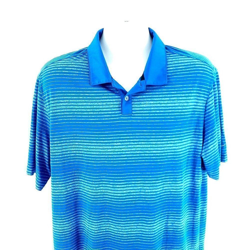 Nike Golf Tour Performance Dri-Fit Blue Striped Collared XL Polo Shirt Polyester
